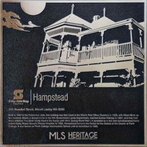 Hampstead bronze heritage plaque