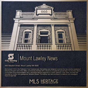 Mt Lawley News bronze heritage plaque