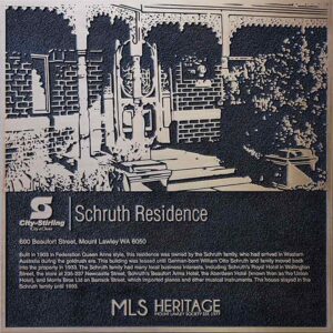 Schruth Residence bronze heritage plaque