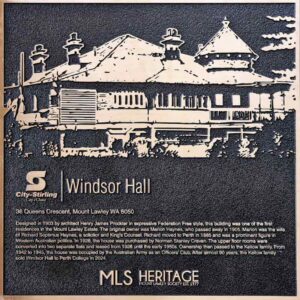 Windsor Hall bronze heritage plaque